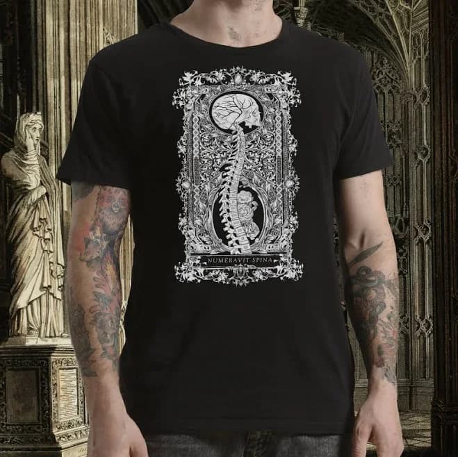 Goth Clothing Anatomical Skull & Spine Graphic T-Shirt