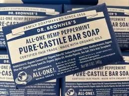6x Dr Bronner's All One Hemp Peppermint Pure Castile Bars Soap Organic Oils 5 oz