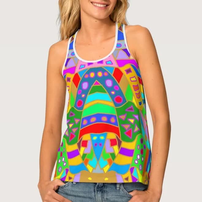 modern abstract pattern art design, Boho Abstract Geometric Tank Top