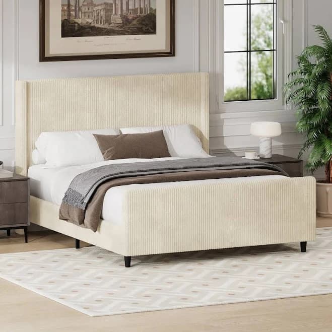 Roomfitters Queen/King Corduroy Upholstered Bed Frame