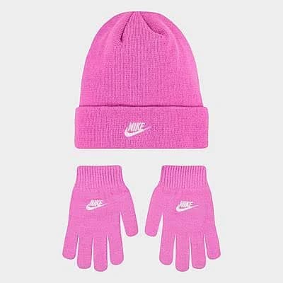 Nike Girls' Futura Beanie Hat and Gloves Set