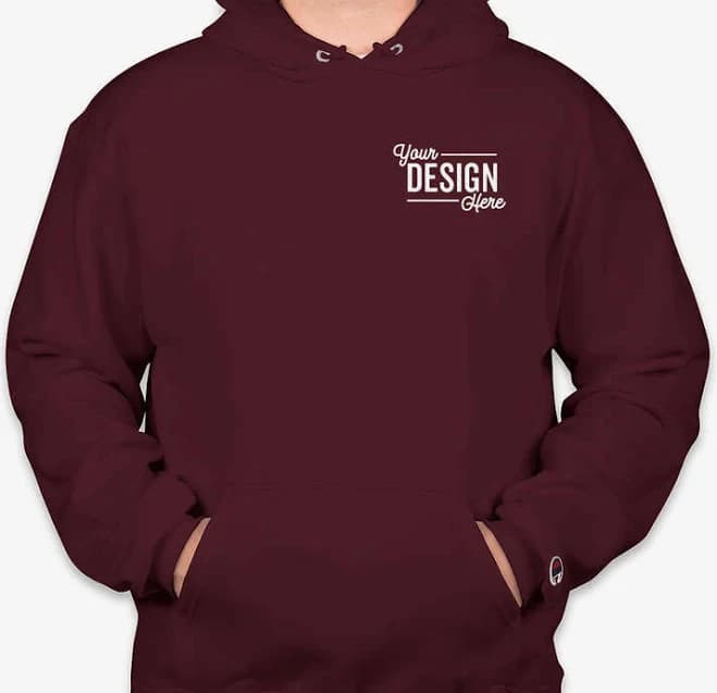 6ct. Custom Embroidered Champion Powerblend Midweight Pullover Hoodie - Maroon - Size M- 1-Color Text or Art Design