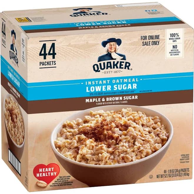 Quaker Lower Sugar Instant Oatmeal Maple Brown Sugar
