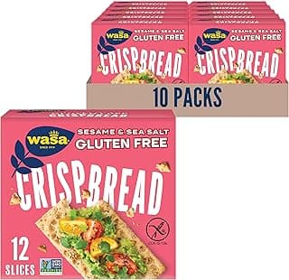 Wasa Gluten Free Sesame & Sea Salt Crispbread, 6.1 oz (Pack of 10), Gluten Free Crackers, Non-GMO Ingredients