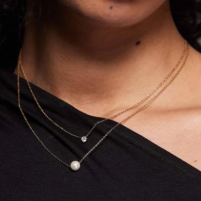ALDO Gilpatricia crystal and faux pearl layered necklace