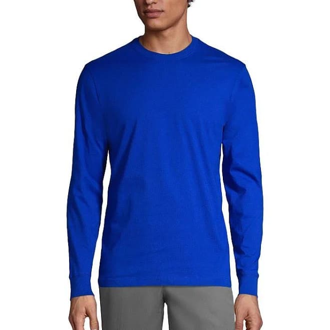 Lands' End Men's Relaxed Easy Fit Long-Sleeve Cotton T-Shirt