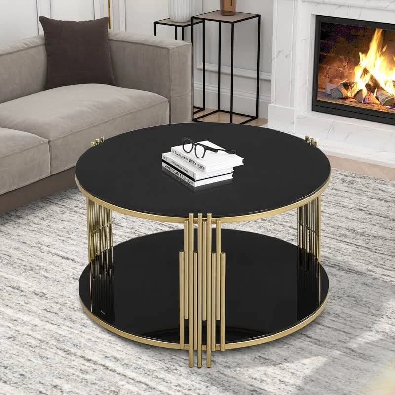 Aukfa Modern Round 2-Tier Center Table Coffee Table