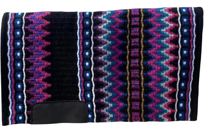 Handwoven Western Saddle Blanket | Pink & Blue Geometric Horse Pad