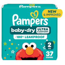 Pampers Baby Dry Diapers, Size 2 (10-22 lbs), Up to 100% leakproof disposable diaper