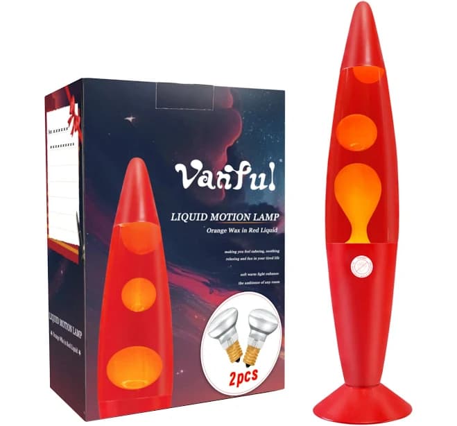 Vanful 16 Inch Liquid Motion Lamp for Adults and Kids, Large Red Magma Motion Lamp with Orange Wax for Boys Girls Room Party Dec