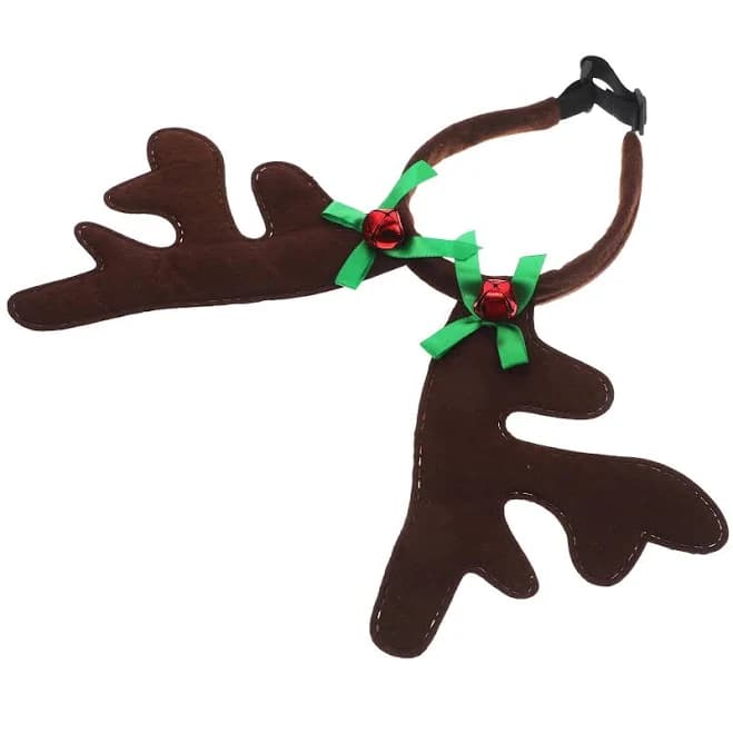 Pet Christmas Head Dog Antler Bowknot Headband Green Bowknot Pattern Perfect Costume for Xmas Party
