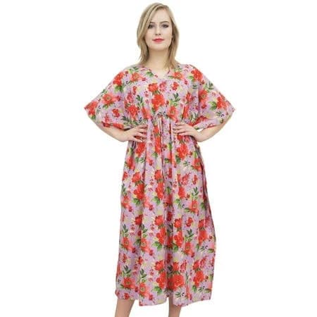 BIMBA Women's Floral Cotton Maxi Long Kaftan