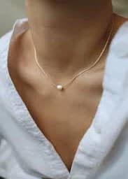 Very fine necklace with freshwater pearl • delicate chain • thin chain • 18K gold vermeil • minimalist • BELLE
