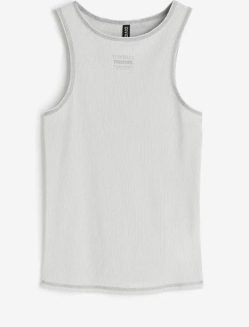 Ladies - Light Gray/Tu Es Belle Ribbed Tank Top - Size: XXS - H&M