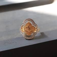 Jewelry | Real Gold 21k Twotone Gold Vintage Style Clover With Cz Ring Fine Jewelry | Poshmark