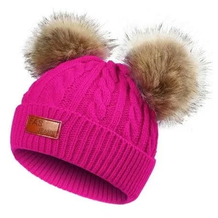 Tao Tao Kids Knitted Double Pom Beanie Hat