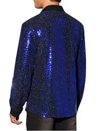 INSPIRE CHIC Men's Shirts Sequin Long Sleeve Button Down Sparkle Metallic Dress Shirts 2XL Blue - Walmart.com