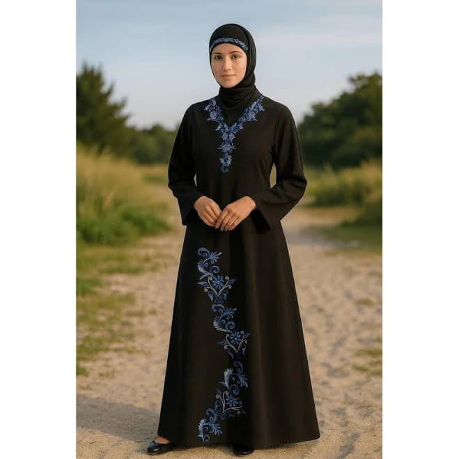 Embroidered Kashibo Abaya with Hijab