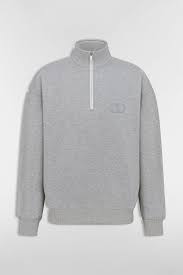 CD Icon Half-Zip Sweatshirt Gray Cotton Fleece | DIOR