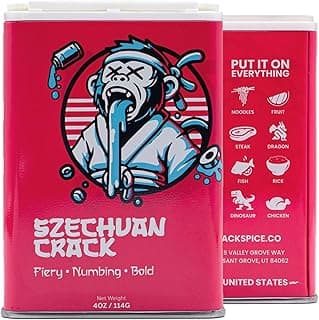 Szechuan Crack Spice – Szechuan Seasoning Blend with Peppercorns & Japanese Chili Flakes – Chinese Mala Spice Powder for Stir-Fry, Noodles, Dumplings, Wings – 4 oz