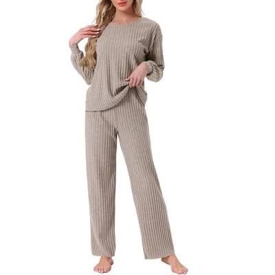 Inspire Chic Women's Ribbed Knit Fuzzy Pajamas