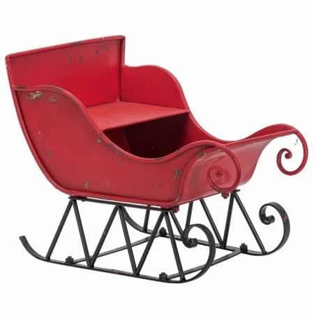 39x17.7x22 inchh Iron Red/Black Sleigh Large, Distressed Christmas Santa Sleigh Holiday Decoration, Size: 39x17.7x22\H, Gray