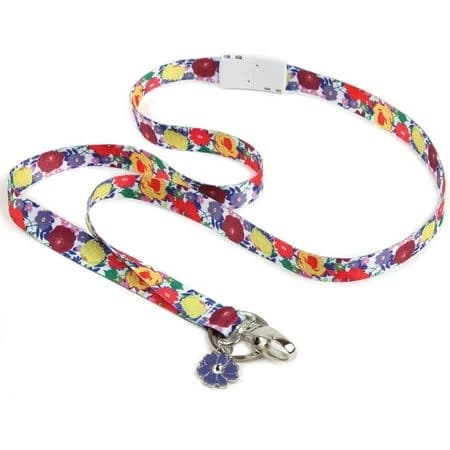 ID Avenue Women's Bouquet Floral Polyester Ribbon Lanyard with Key Ring and Charm