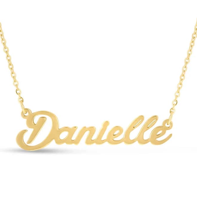 SuperJeweler Danielle Nameplate Necklace in Gold