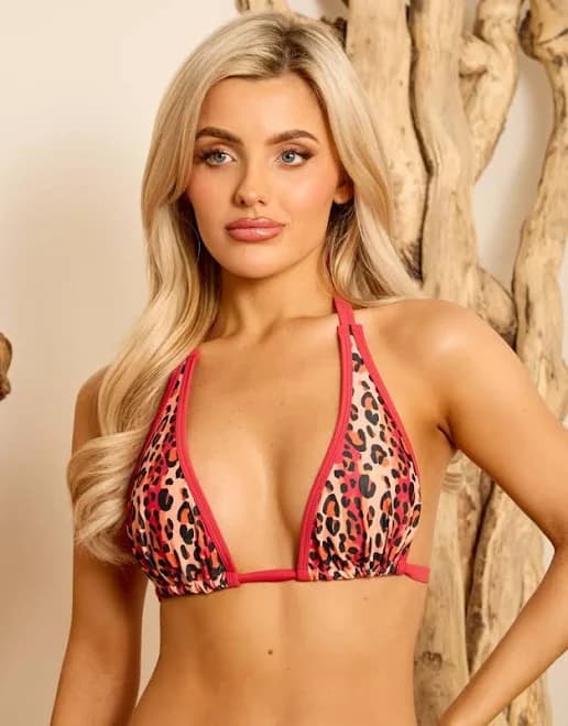 Wolf & Whistle x Isabella Whittingham Triangle Leopard Print Bikini Top