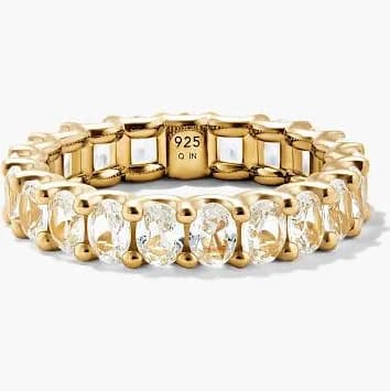Mejuri Aurora Oval Lab Grown White Sapphire Eternity Ring in 18K Gold Vermeil