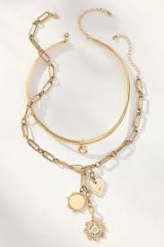 Anthropologie Layered Paperclip Chain Charm Necklaces In Gold - 23% Off | Editorialist