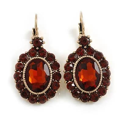 Amber and Topaz Leverback Earrings