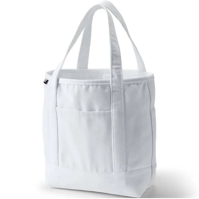 Lands' End Women's Medium 5 Pocket Open Top Canvas Tote Bag