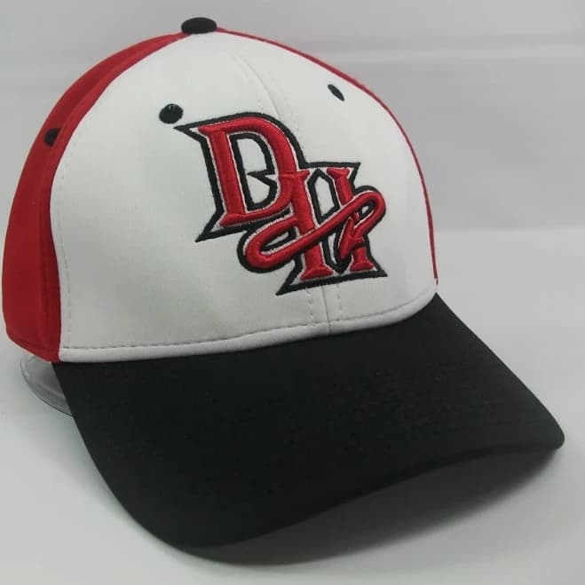 Dh Trident Hat The Game Fitted 7 1/8 Red Black White Baseball Cap