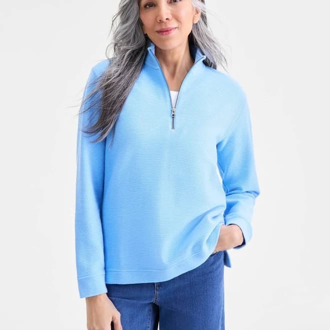 Style & Co. Women's Textured Mock-Neck Quarter-Zip Sweatshirt
