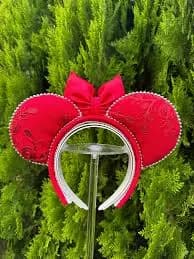 Red Disney Ears |Red Bow & Holiday Spirit | Light up Disney Ears