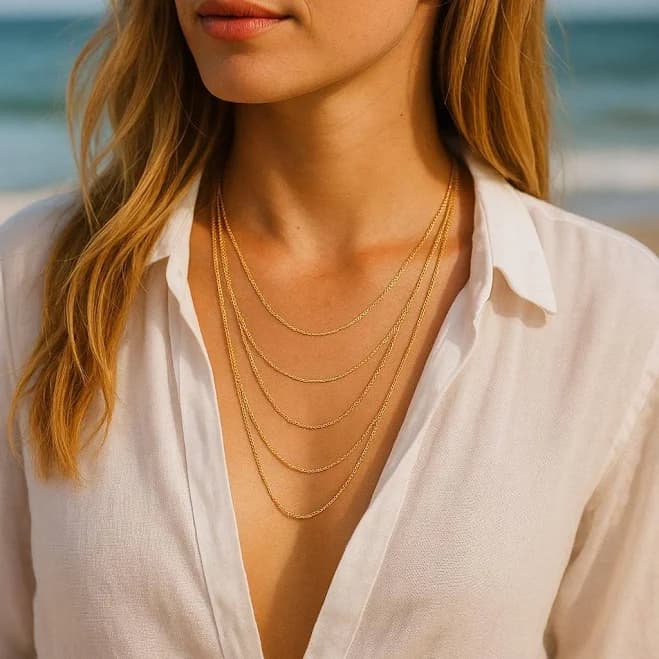 Minimalist Gold Plated Layered Chain Necklace