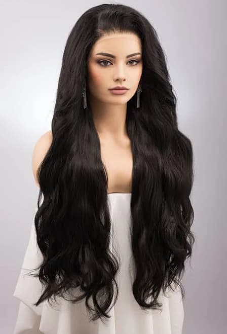 Black Wavy Lace Front Synthetic Wig | WigIsFashion