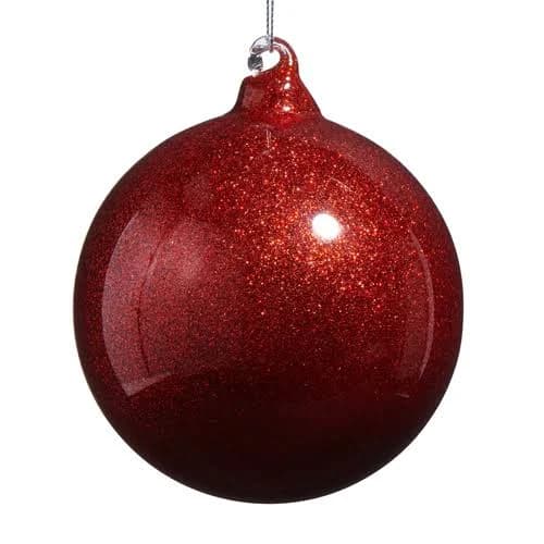Raz Imports 4" Or 5" Red Glitter Blown Glass Christmas Ornament