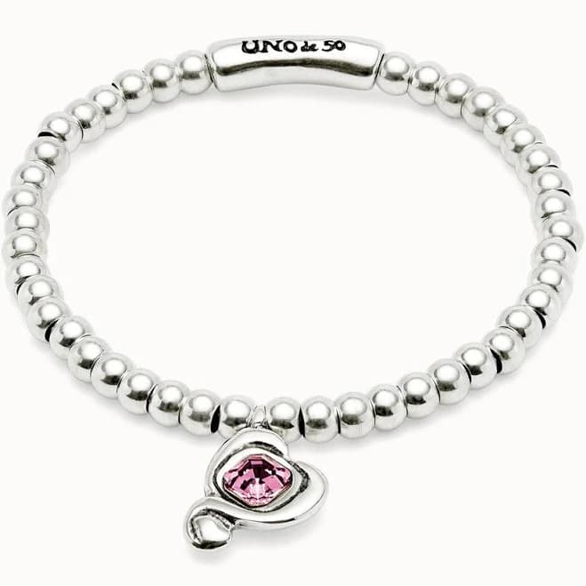 UNOde50 Beaded Heart Bracelet with Black Crystal