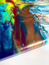 20"x10" Original Acrylic Pour Painting on Canvas For Sale, Color Explosion 2 — Kailey von Barandy Studios