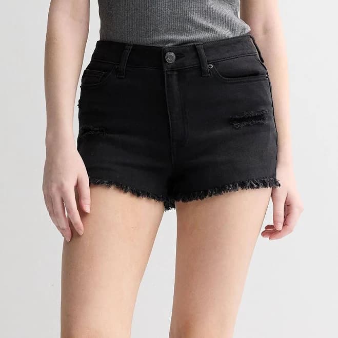So Girls' High-Rise Denim Shortie Shorts