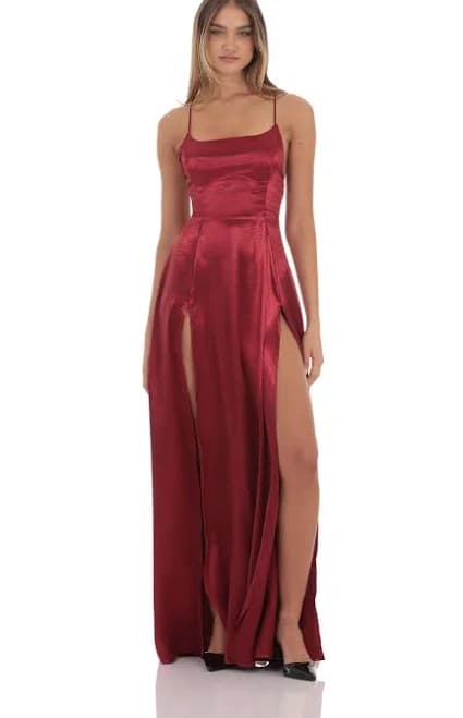 Satin Double Slit Maxi Dress