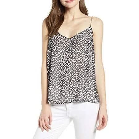 Vince Camuto Womens Leopard-Print Lace-Up Camisole