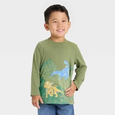 Cat & Jack Toddler Boys' Dinosaur Graphic Long Sleeve T-Shirt