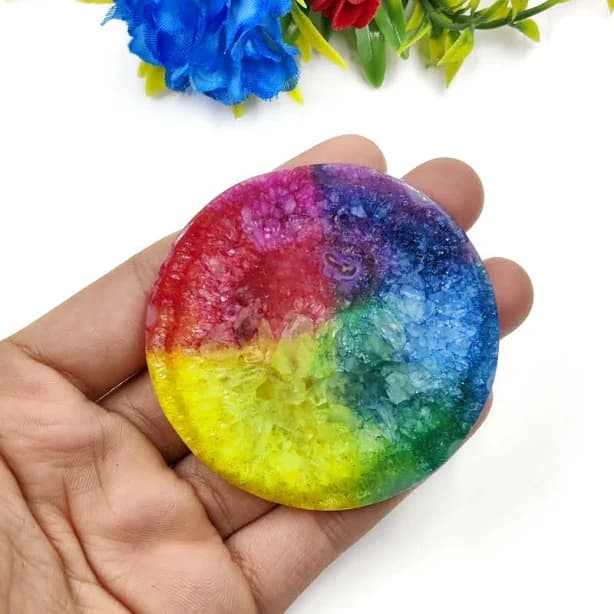 Rainbow Agate Slice - Rainbow Agate Geode Crystal - Natural Rainbow Agate Slice - Jewelry Making Slice - Beautiful Rainbow Agate Slice