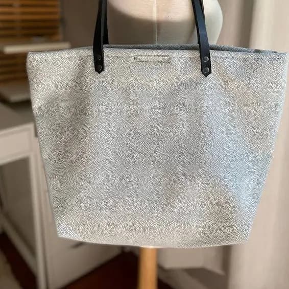 Faux Leather Tote Bag with Black Handles