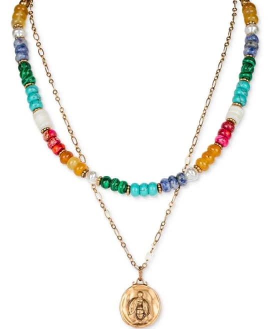 Patricia Nash Women's Bee Pendant Convertible Layered Necklace