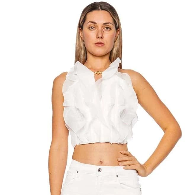 Aje. Cleo Ruffled Halter Crop Top