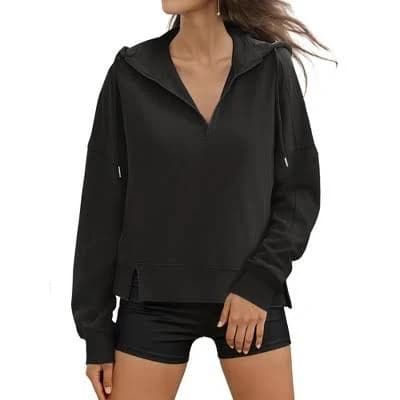 ATHLECHIC Women's Cropped Long Sleeve Half Zip Pullover Oversized Hoodie Sweatshirts